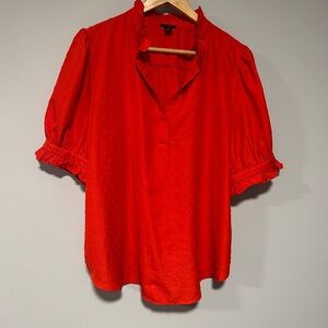 Ann Taylor Factory - Deep Orange Ruffle Collar Blouse